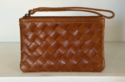 WOVEN LEATHER CLUTCH